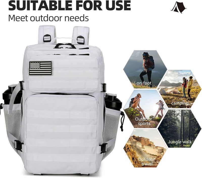 Lovelinks21 45L Tactical Assault Backpack 3 day assault pack with Molle Waterproof backpack Rucksack for Tactical Backpacks (White) - Image 4